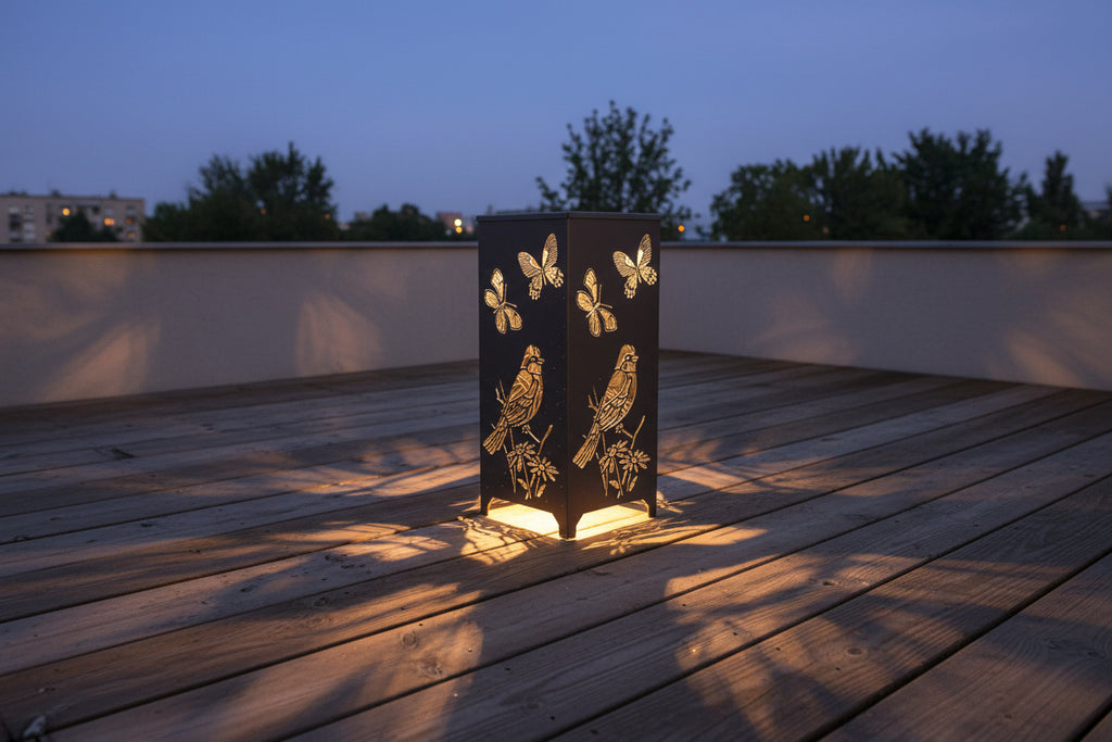 Dekosäule / Metallsäule "Vogel und Schmetterling"