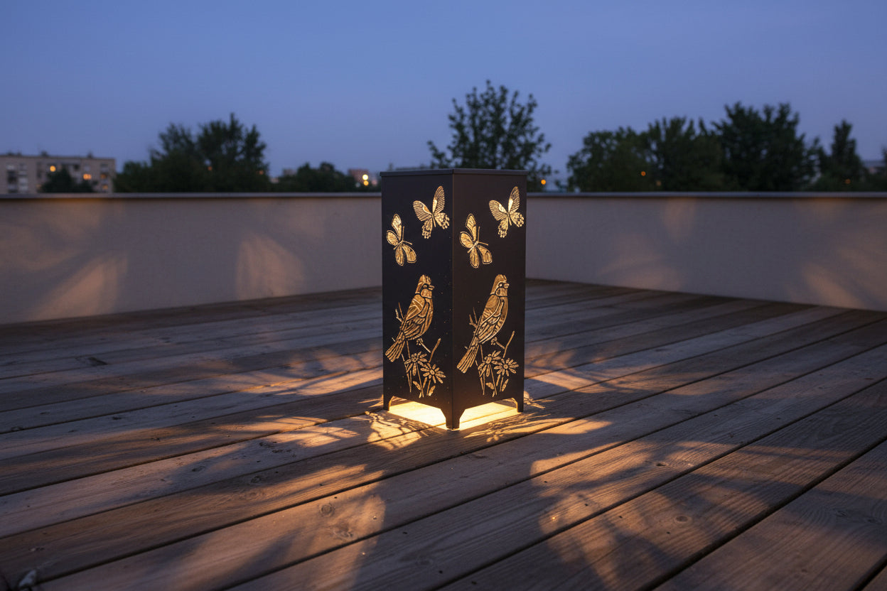 Dekosäule / Metallsäule "Vogel und Schmetterling"