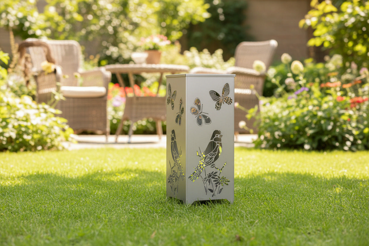 Dekosäule / Metallsäule "Vogel und Schmetterling"