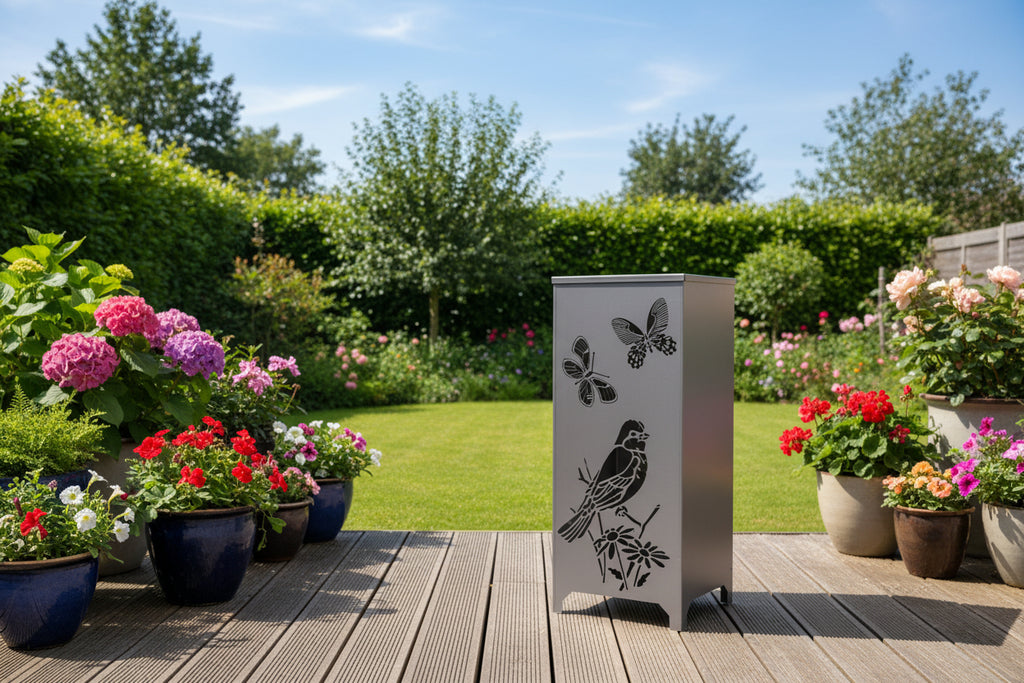 Dekosäule / Metallsäule "Vogel und Schmetterling"