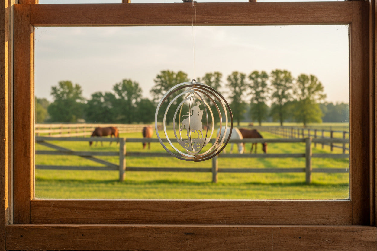 Windpiel fenster zur Wiese