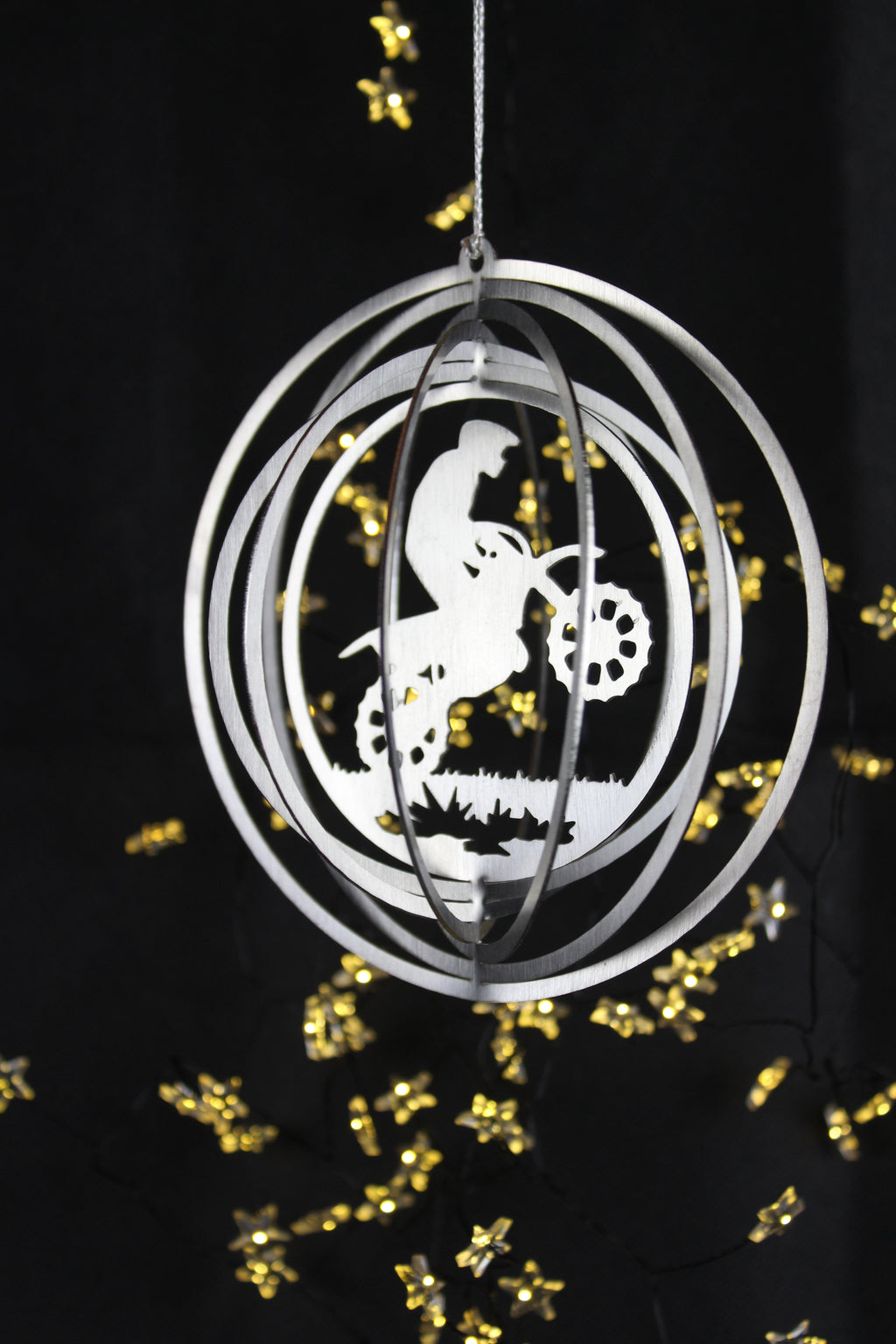 Windspiel "Motocross" 3D-Optik - Edelstahl