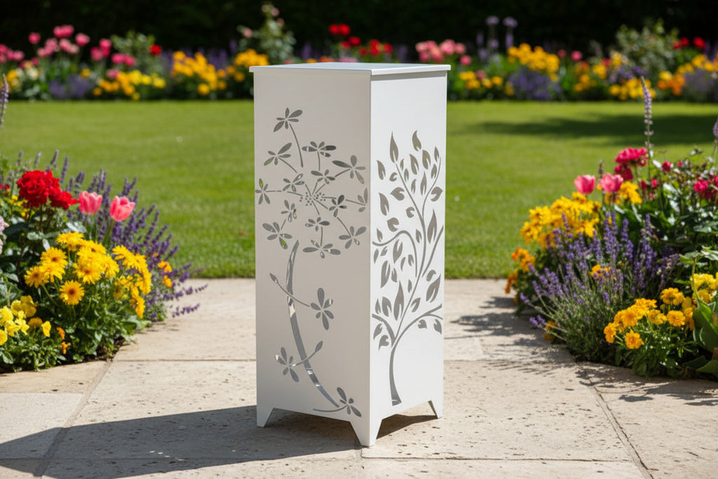 XL Dekosäule / Metallsäule "Blätter und Blüten"