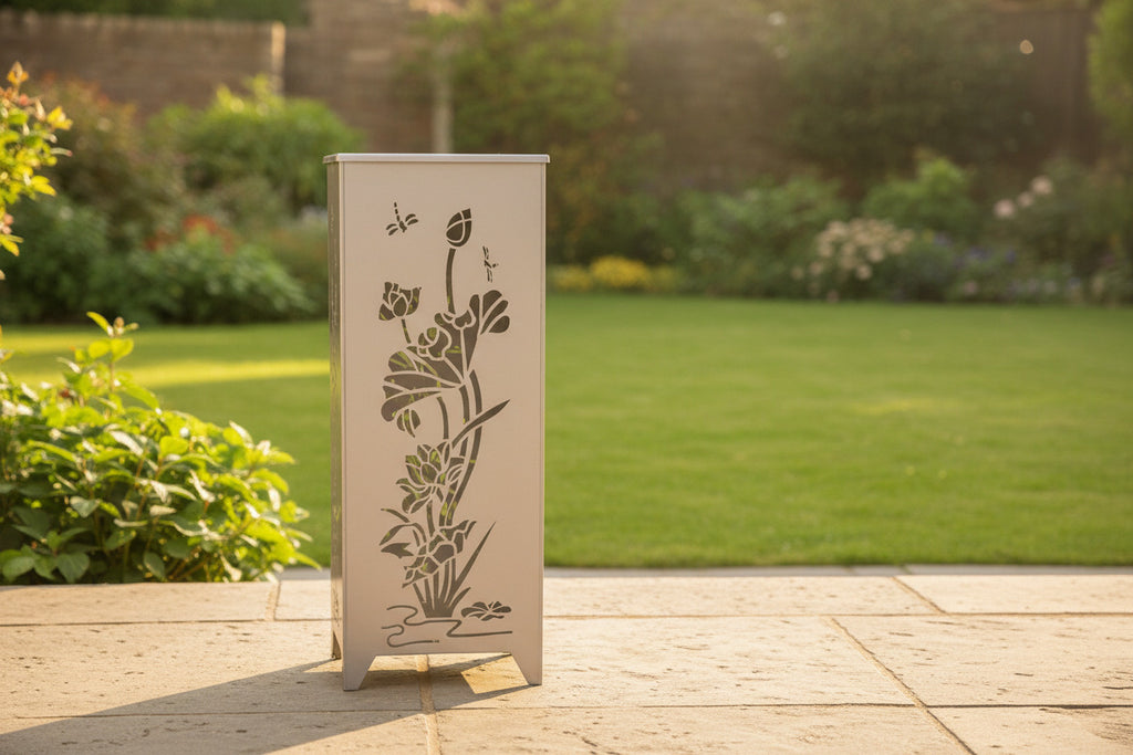 XL Dekosäule / Metallsäule "Blume und Libelle"