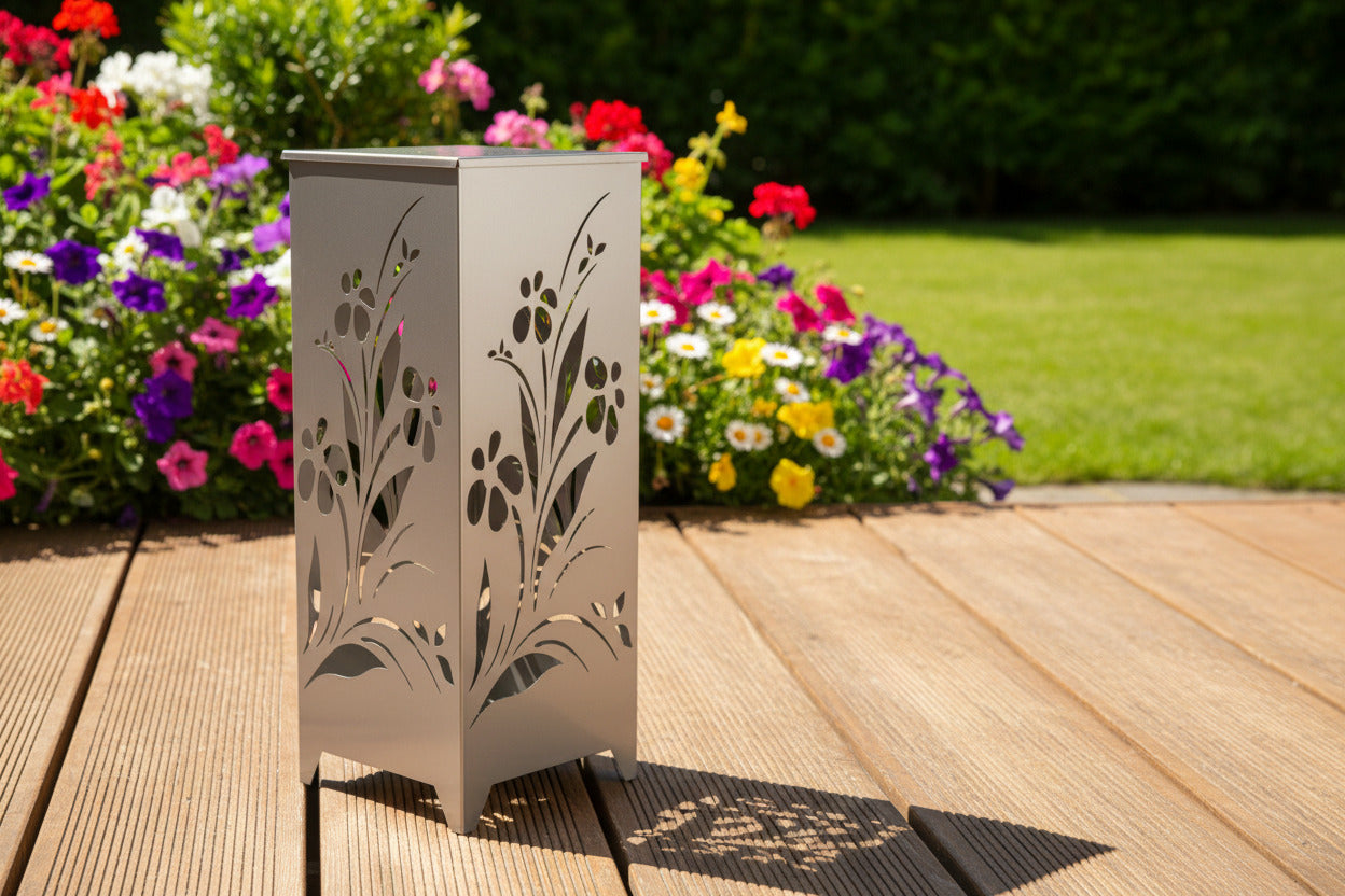 XL Dekosäule / Metallsäule "Floral Design"