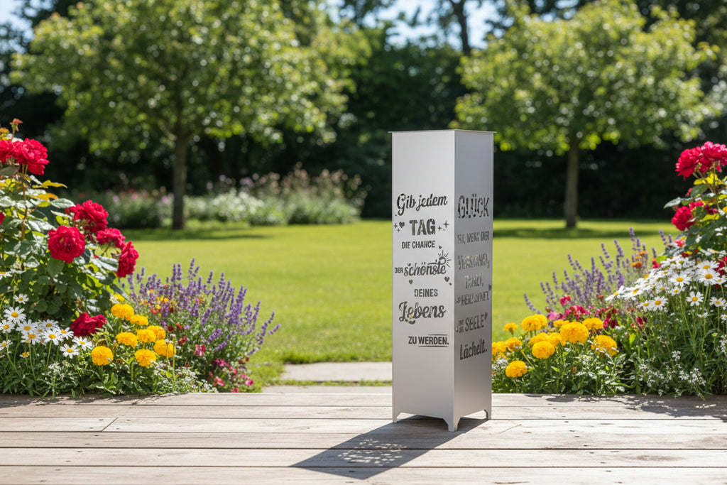 Dekosäule / Metallsäule "Gib jedem Tag..."