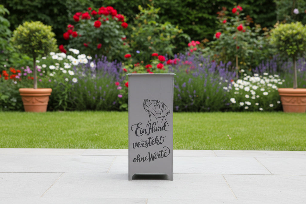 Dekosäule / Metallsäule "Ein Hund versteht ohne Worte"
