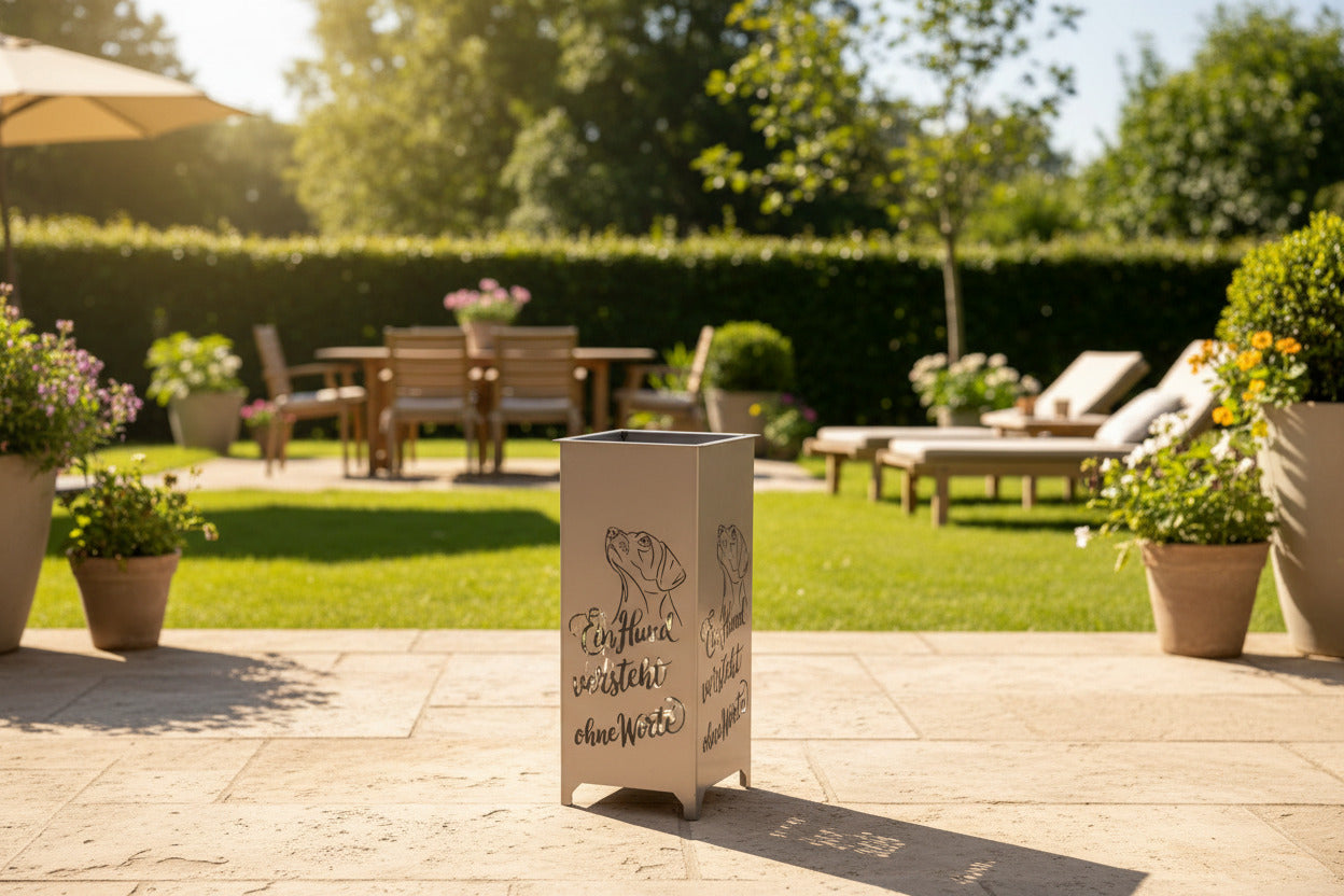 Dekosäule / Metallsäule "Ein Hund versteht ohne Worte"