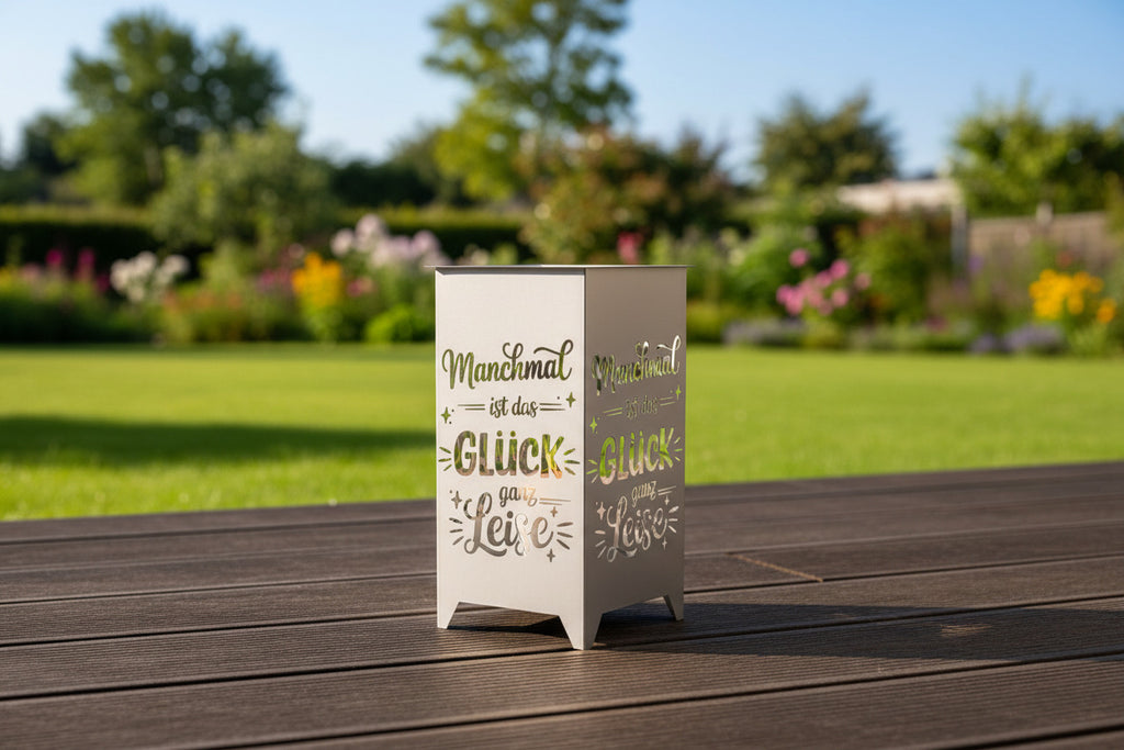 Dekosäule / Metallsäule "Manchmal kommt das Glück ..."