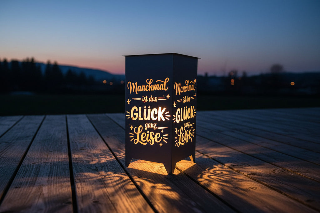 Dekosäule / Metallsäule "Manchmal kommt das Glück ..."