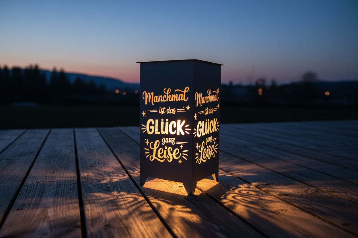 Dekosäule / Metallsäule "Manchmal kommt das Glück ..."