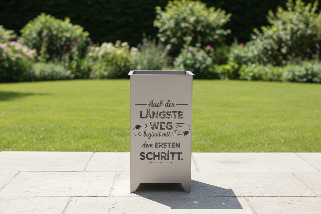 Dekosäule / Metallsäule "Auch der längst Weg..."