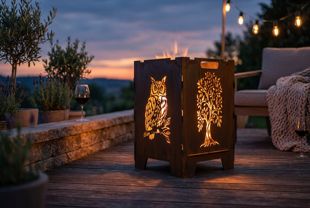 Feuerkorb "Eule und Baum"