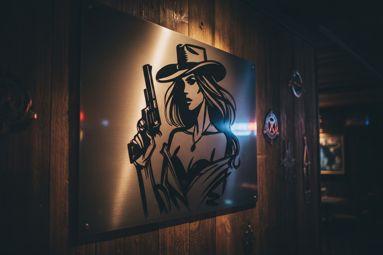 Wandkunst Metall "Revolverlady"